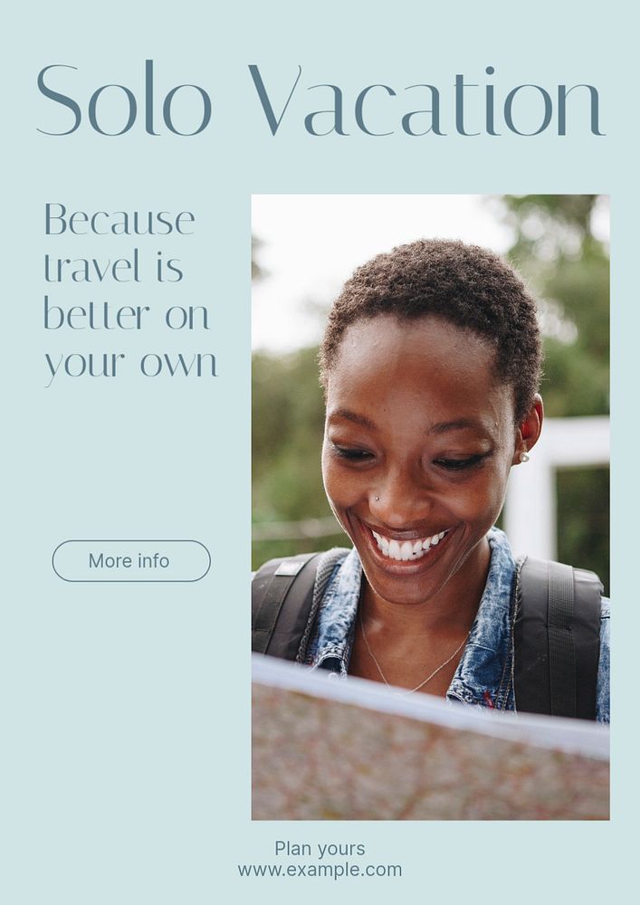 Solo travel poster template, editable text & design