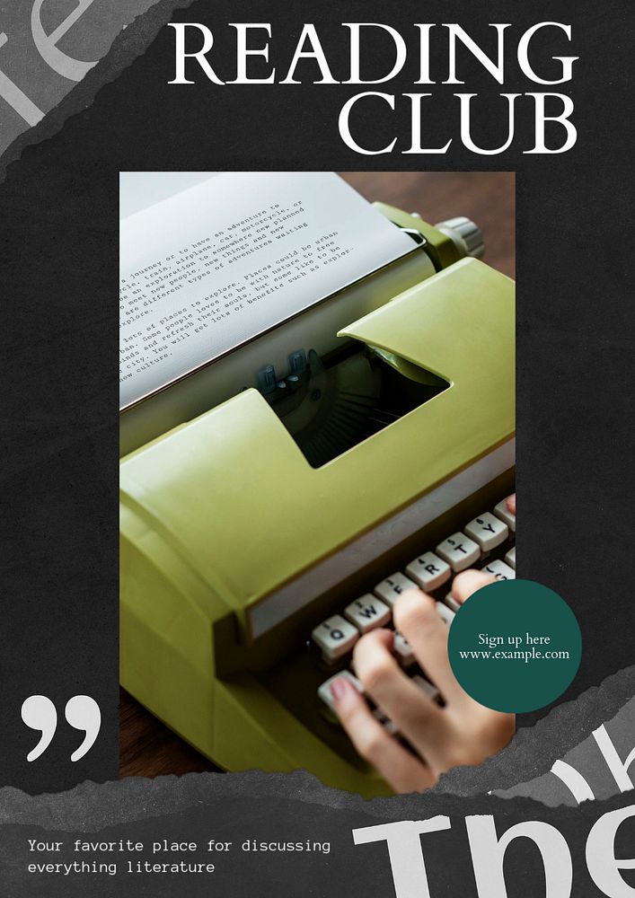 Reading club poster template, editable text & design