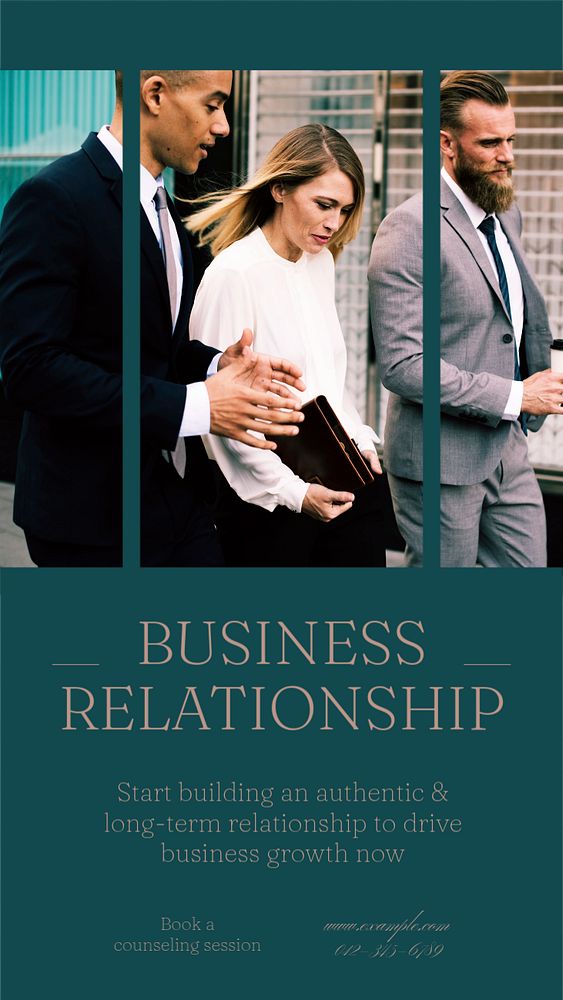 Business relationship social story template, editable text