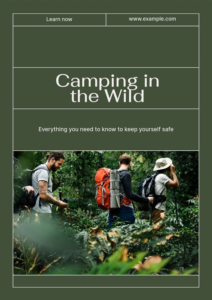 Camping poster template, editable text & design