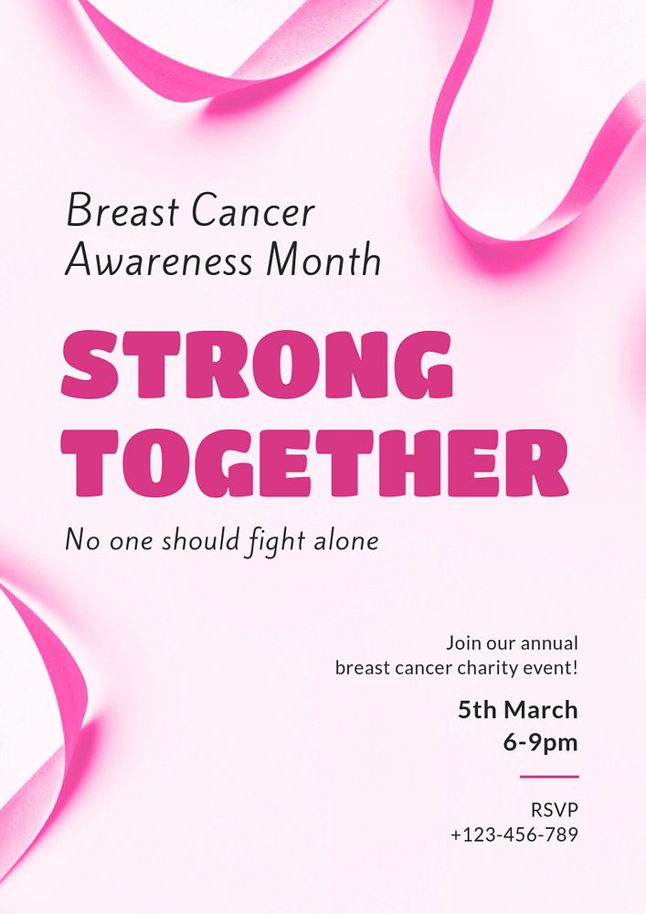 Breast cancer awareness poster template, editable text