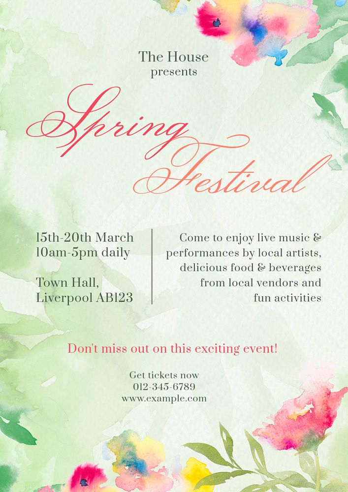 Spring festival poster template, editable text and design