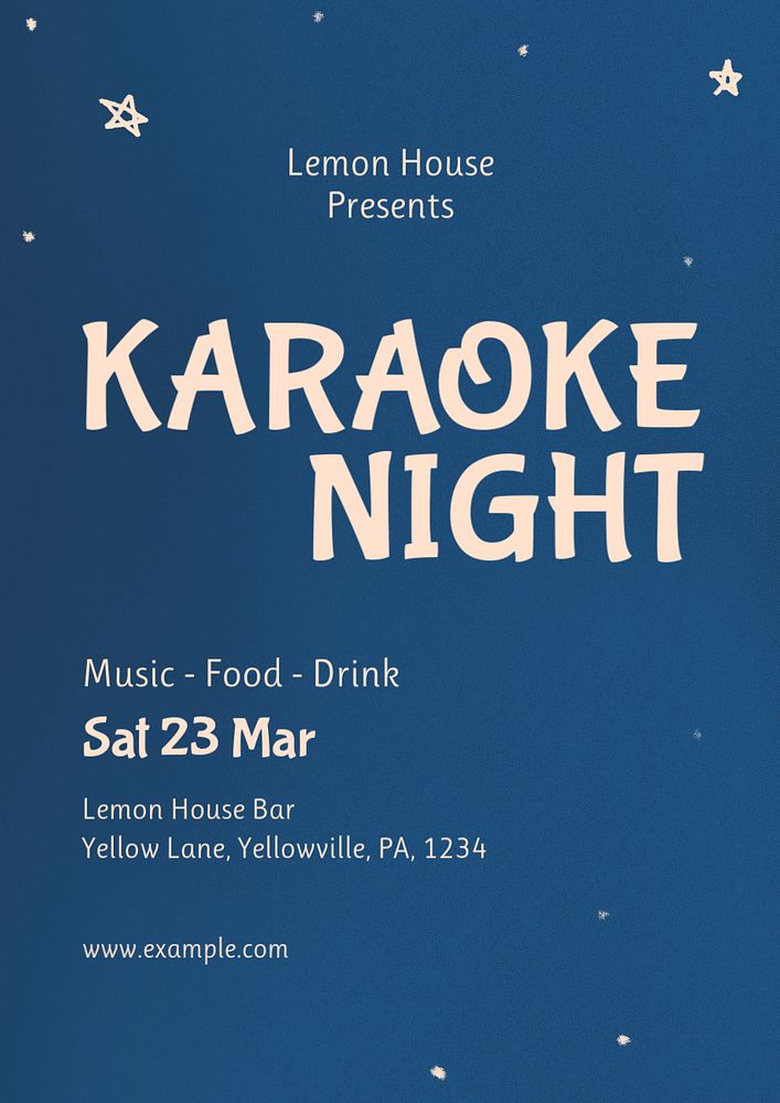 Karaoke night poster template, editable text and design