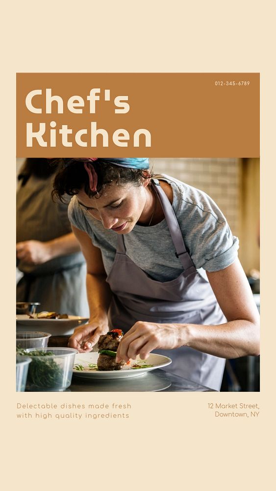 Chef's kitchen social story template, editable text