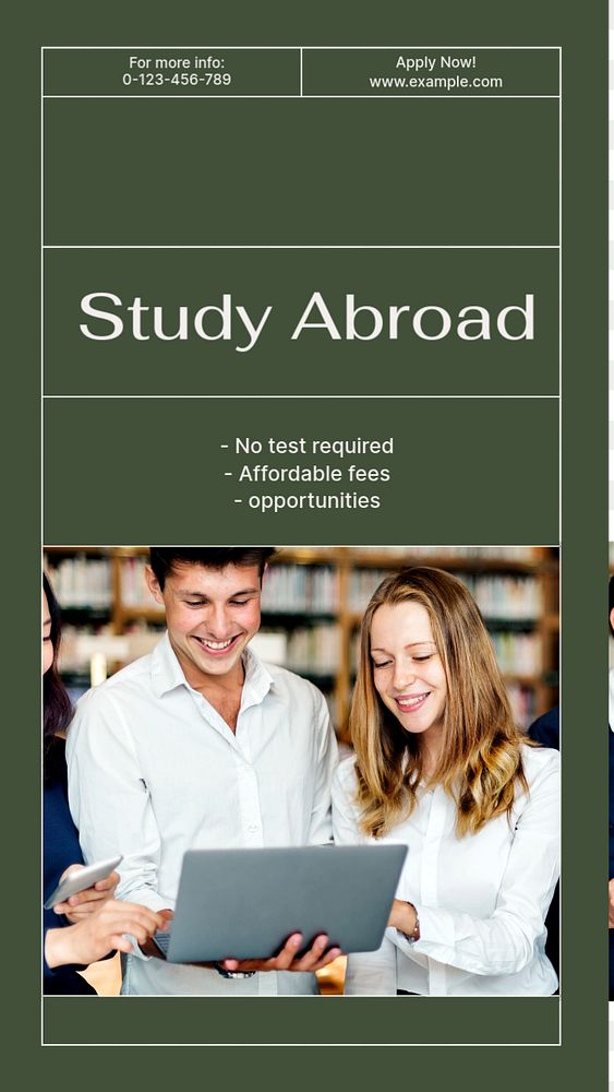 Study abroad social story template, editable text