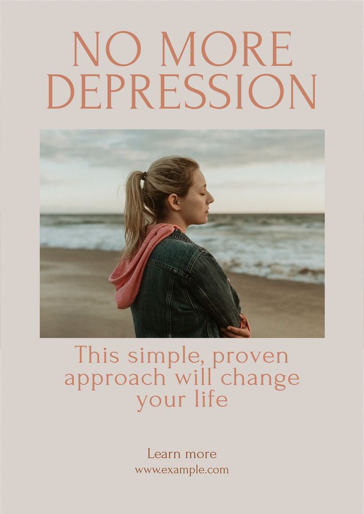 Back on depression poster template, editable text & design