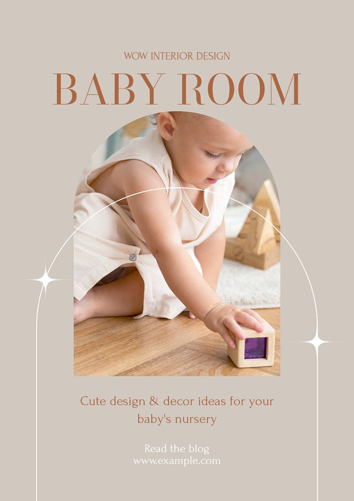 Baby room poster template, editable text & design