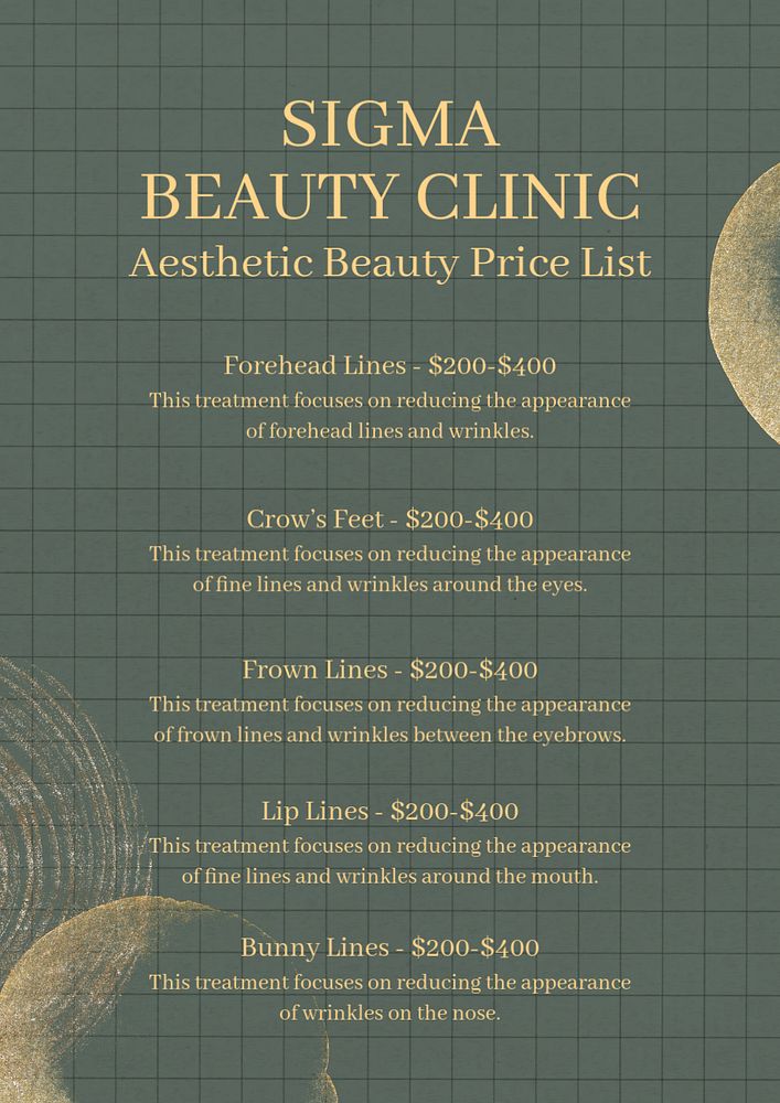 Beauty price list editable poster template