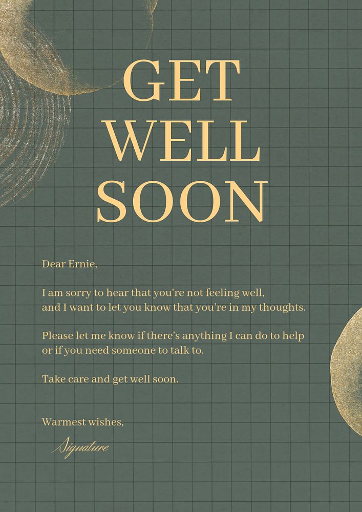 Get well soon editable poster template