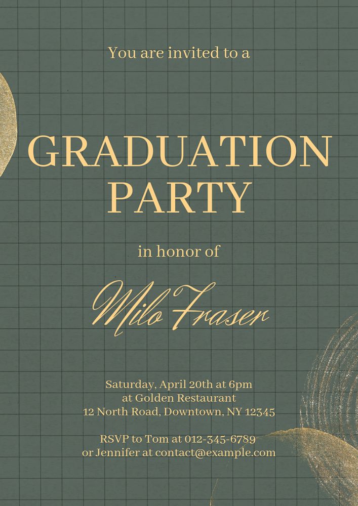 Graduation party invitation editable poster template