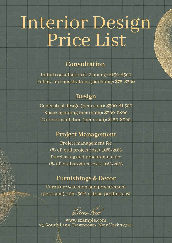 Interior design prices editable poster template