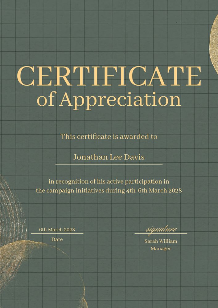 Appreciation certificate editable poster template