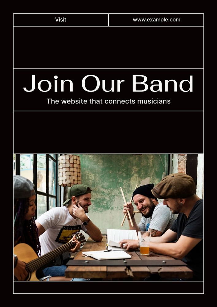 Join our band poster template, editable text & design