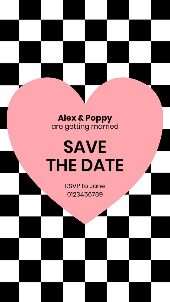 Save the date Instagram story template, editable text