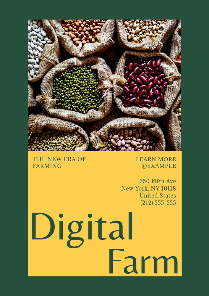 Digital farming poster template, editable text & design