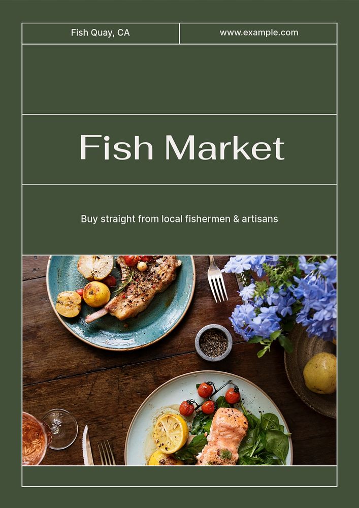 Fish market poster template, editable text & design