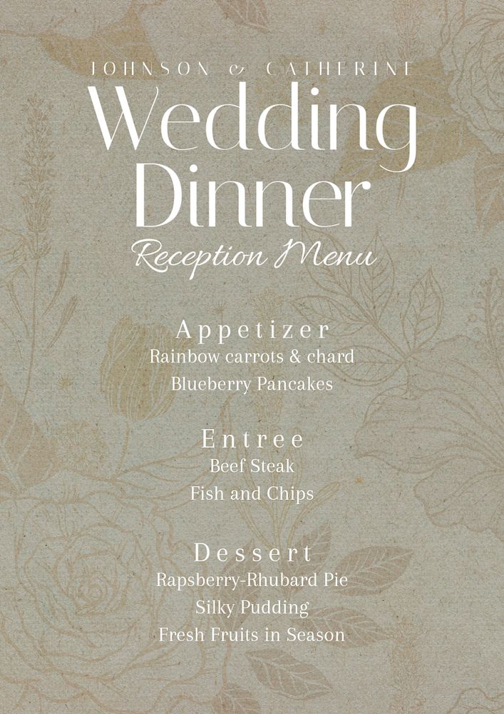 Wedding dinner poster template, editable text and design