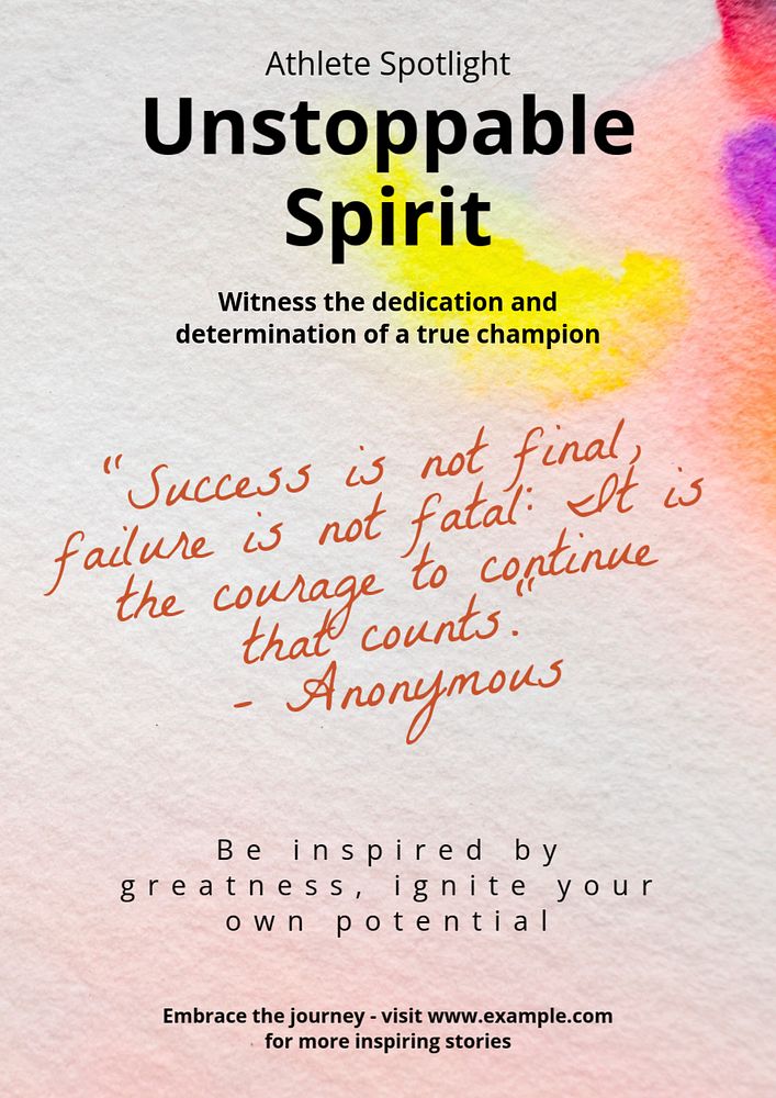 Unstoppable spirit poster template, editable text and design