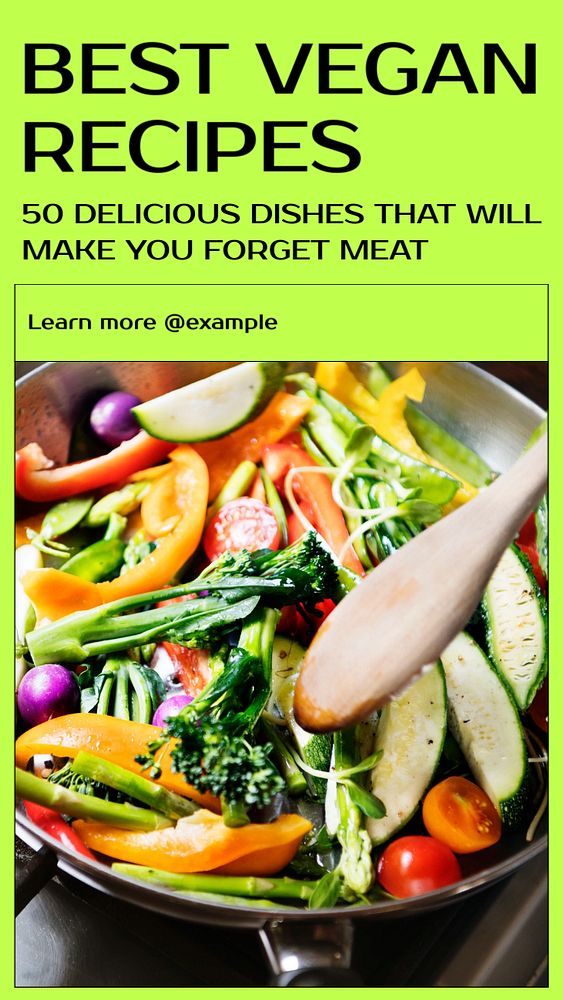 Best vegan recipes social story template, editable Instagram design