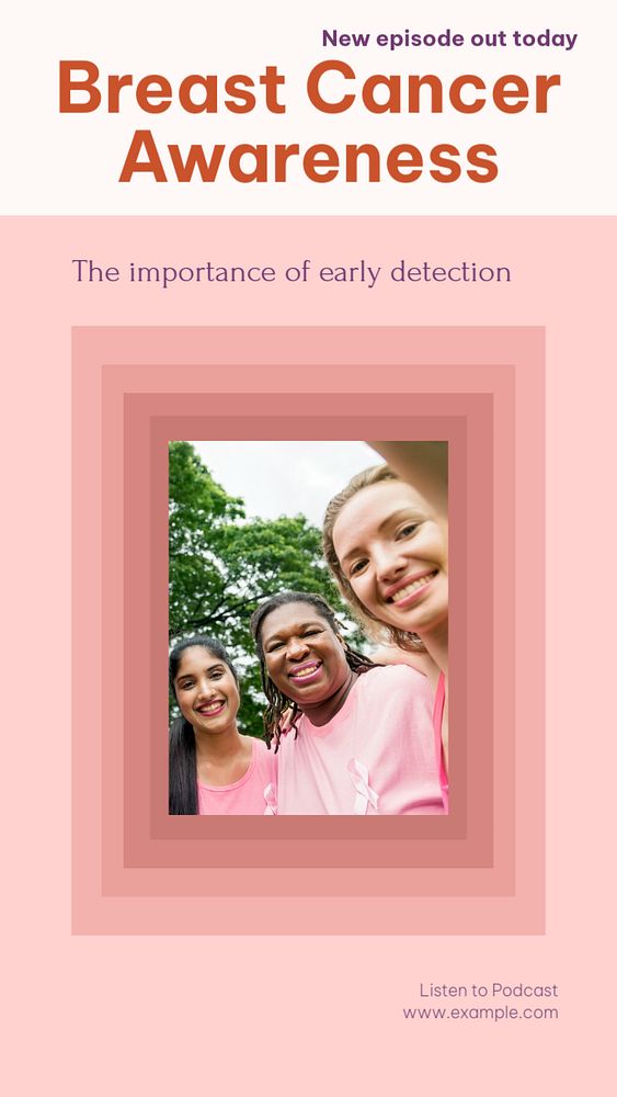 Breast cancer awareness social story template, editable Instagram design