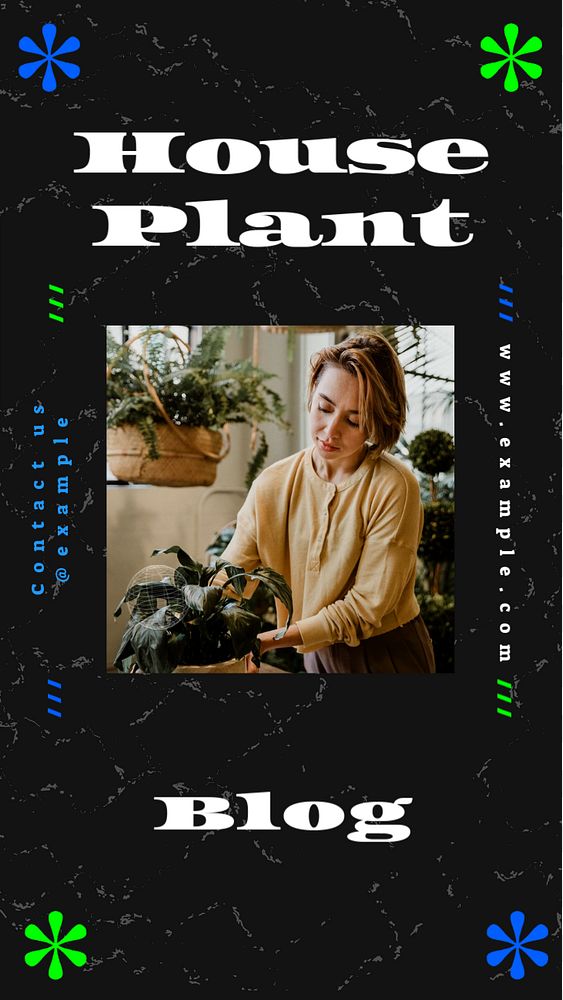 Houseplant lover blog social story template, editable Instagram design