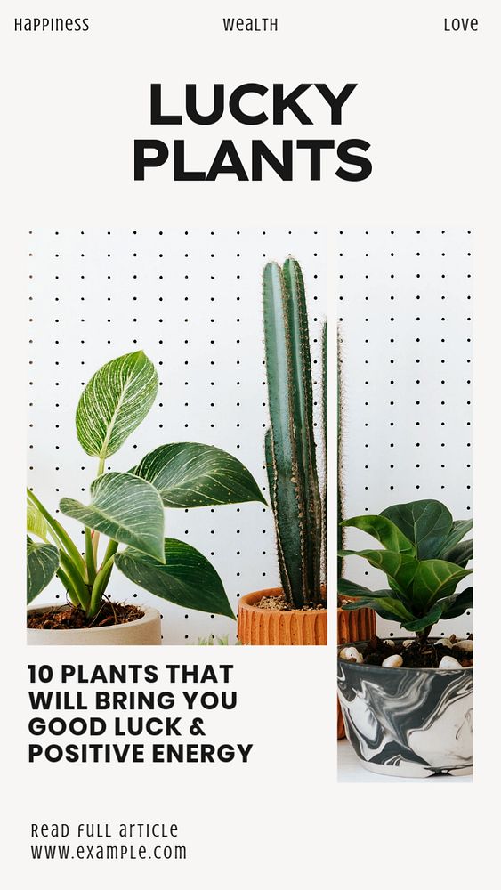 Lucky plants social story template, editable Instagram design