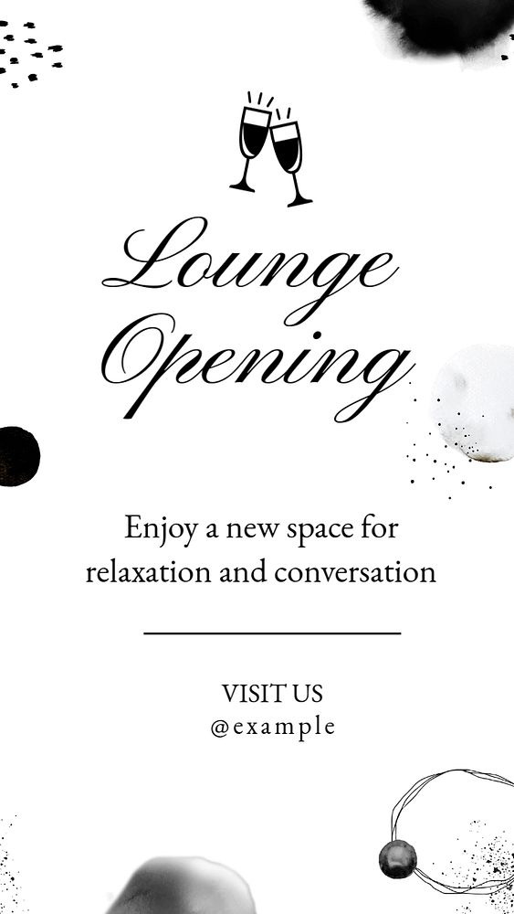 Lounge opening, editable template for social media story