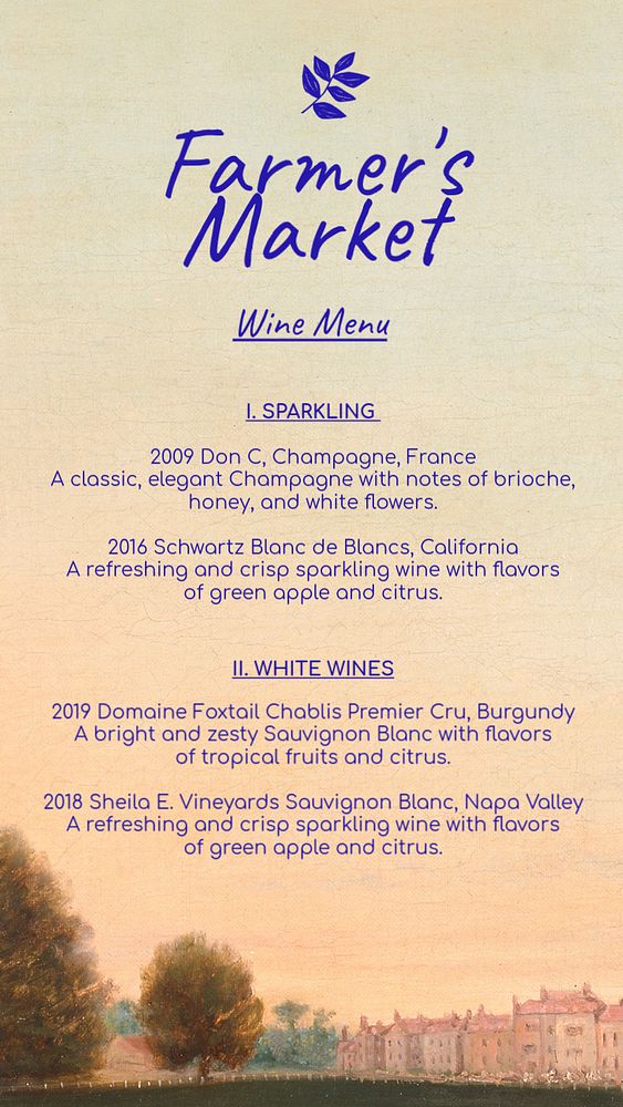 Wine menu, editable template for social media story