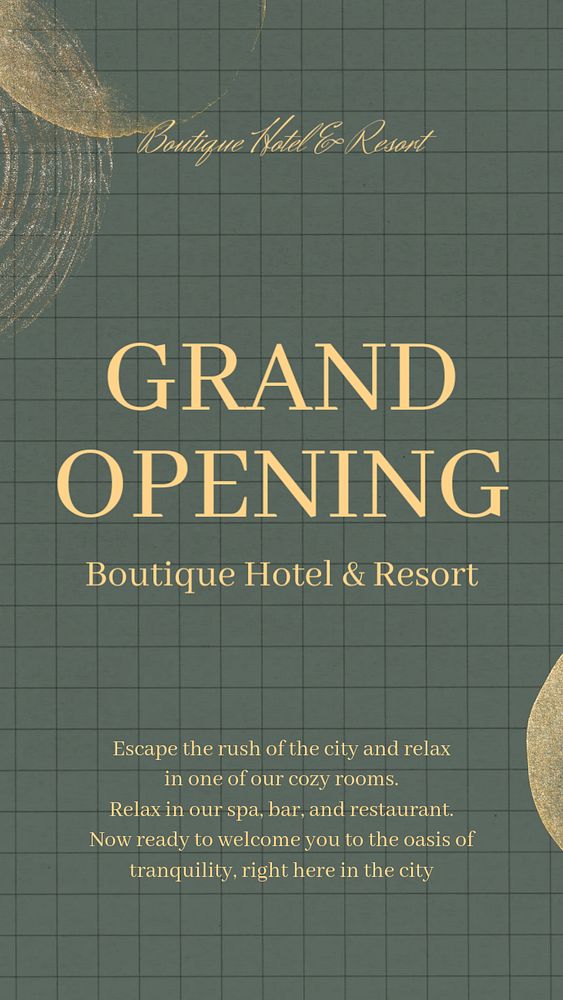 Grand opening, editable template for social media story