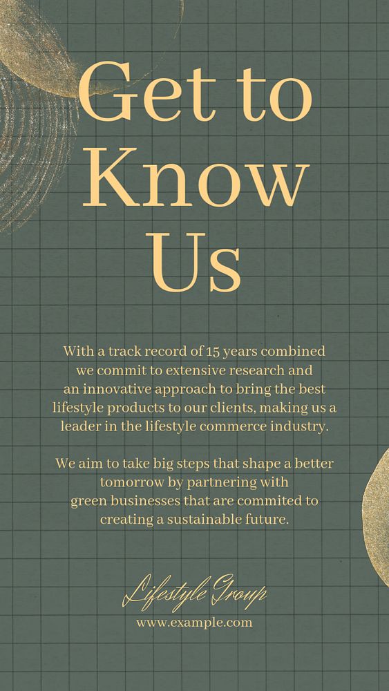 Know us, editable template for social media story