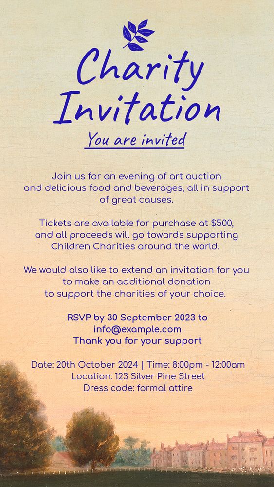 Charity invitation Instagram story template, editable text