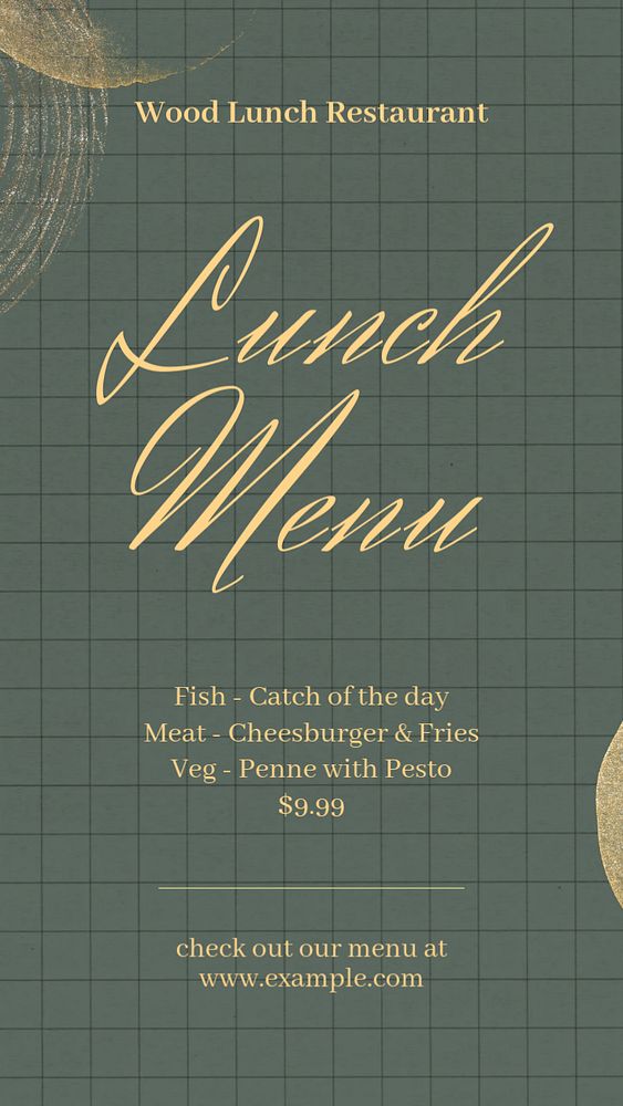 Lunch menu, editable template for social media story