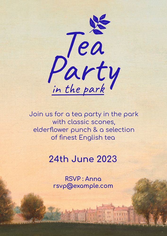 Park tea party editable poster template