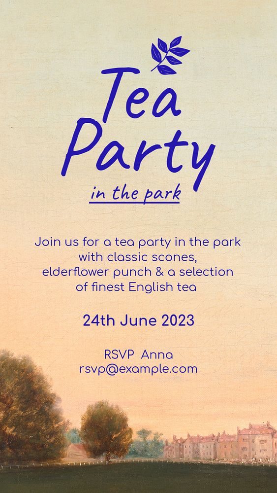 Park tea party Instagram story template, editable text