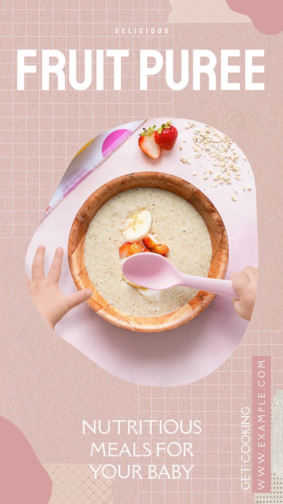 Fruit puree social story template, editable Instagram design