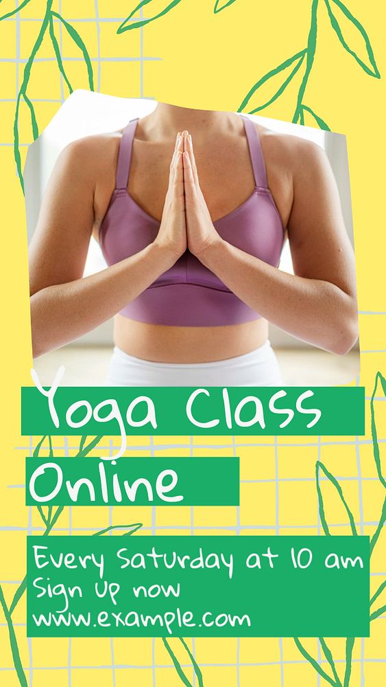 Online yoga social story template, editable Instagram design