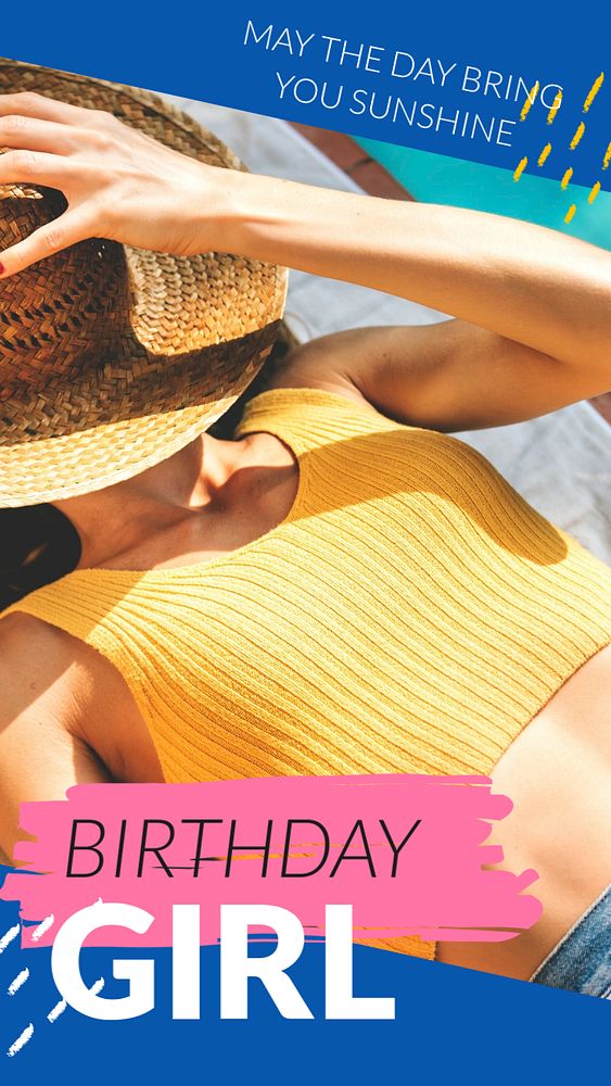 Birthday girl social story template, editable Instagram design