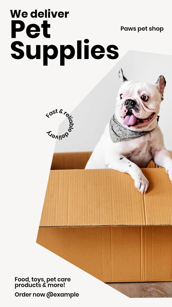 Pet shop delivery social story template, editable Instagram design