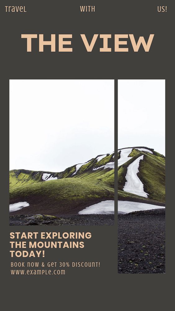 Explore the mountains social story template, editable Instagram design