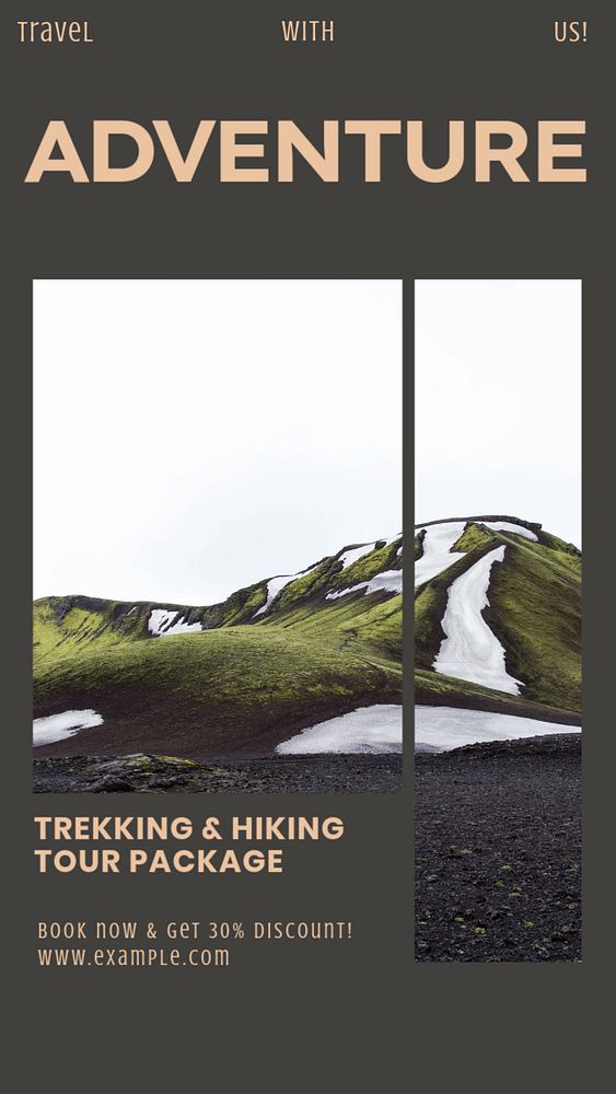 Hiking trips social story template, editable Instagram design