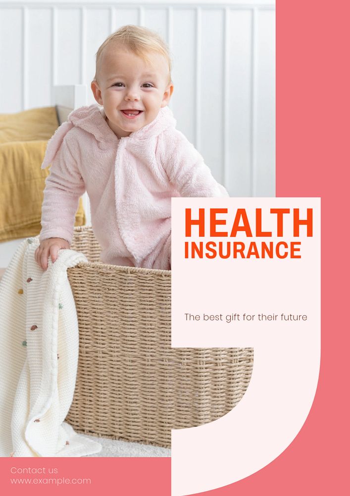 Health insurance poster template, editable text & design