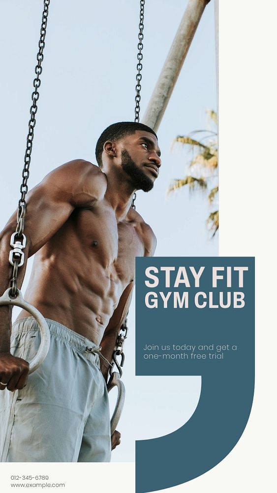 Gym club social story template, editable Instagram design