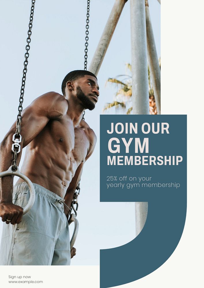 Gym membership poster template, editable text & design