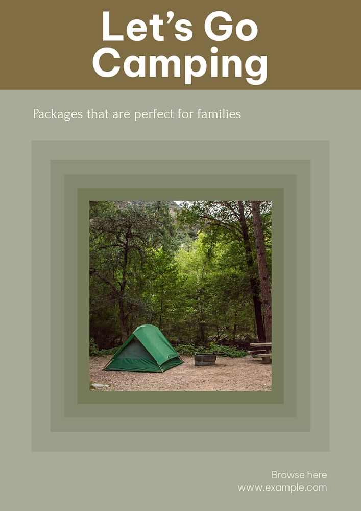 Camping poster template, editable text & design