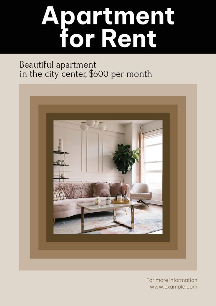 Apartment rental poster template, editable text & design