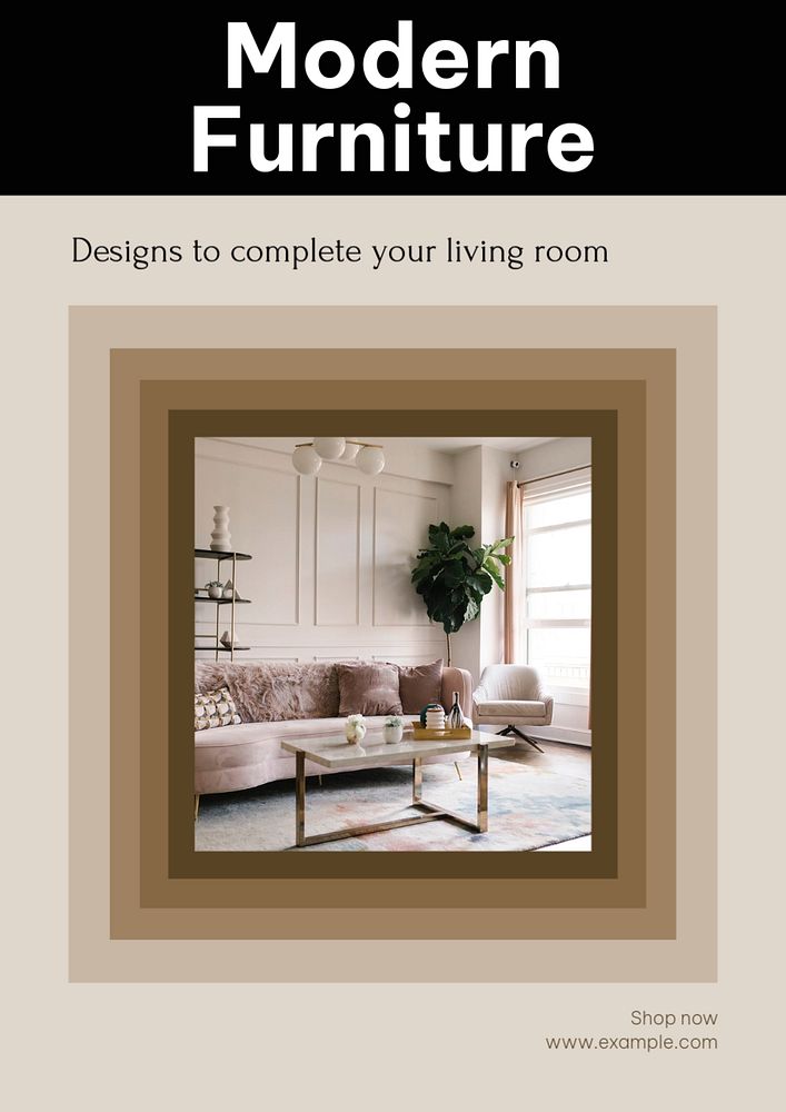 Modern furniture poster template, editable text & design