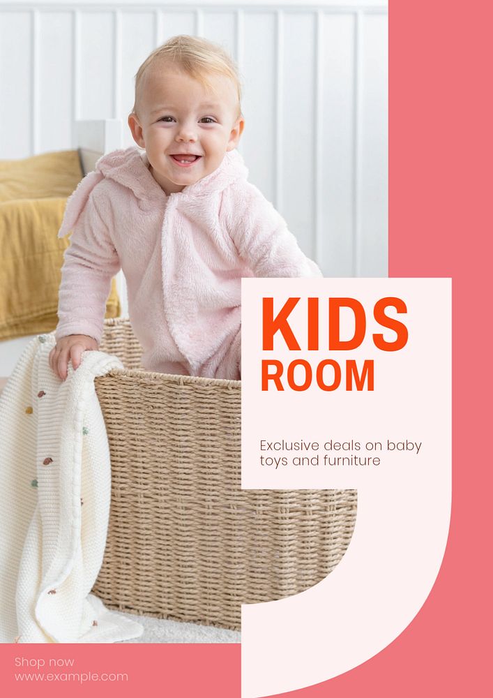 Kid's room poster template, editable text & design