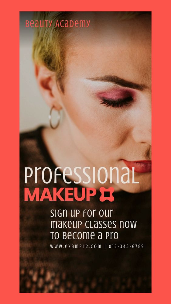 Professional makeup course Facebook story template, editable design