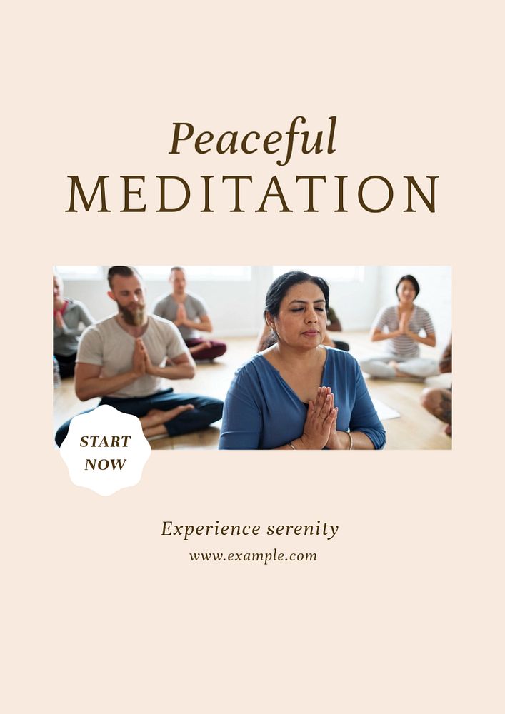 Peaceful meditation poster template, editable text & design