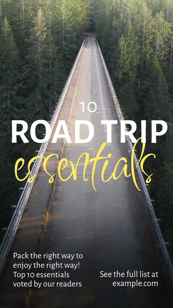 Road trip essentials Facebook story template, editable design